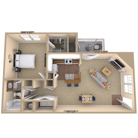 1BR 1BA (790 SF) at Reflection Pointe, Flowood, Mississippi