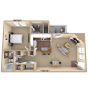 1BR 1BA (790 SF)