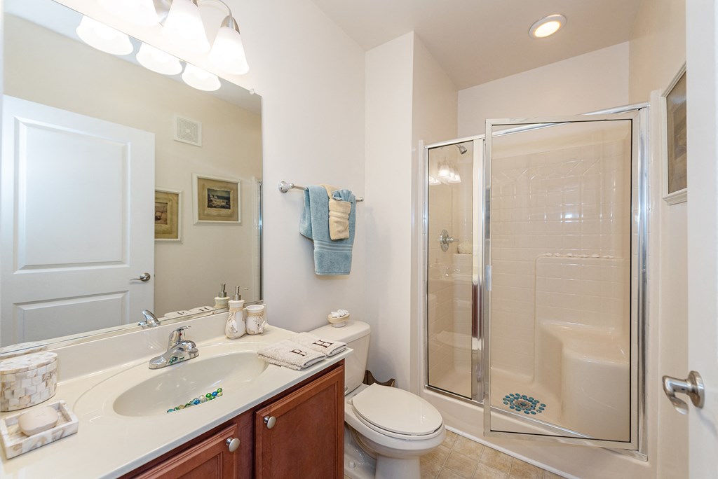Bathroom area at River House Apartments, Norfolk, VA, 23504