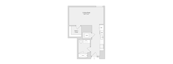 A floor plan of a living area with a walk-in closet and a WID.