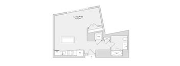 A floor plan of a living area with a living area of 201 x 82 degrees.