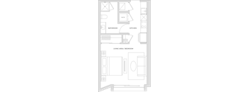Floorplan of a studio apartment with 456 square feet.