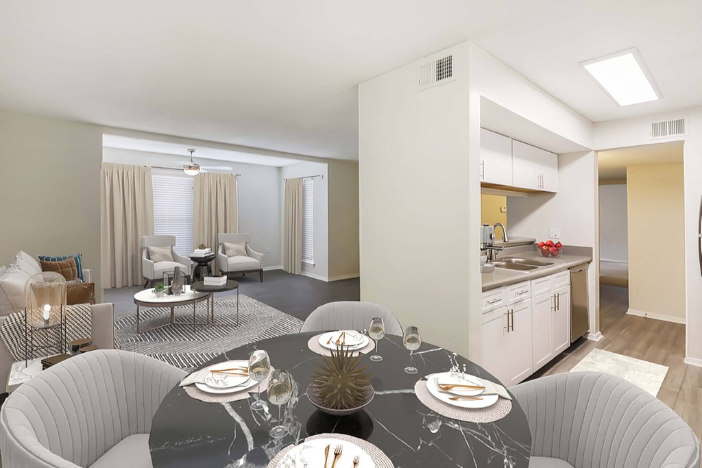Kitchen along with dining table