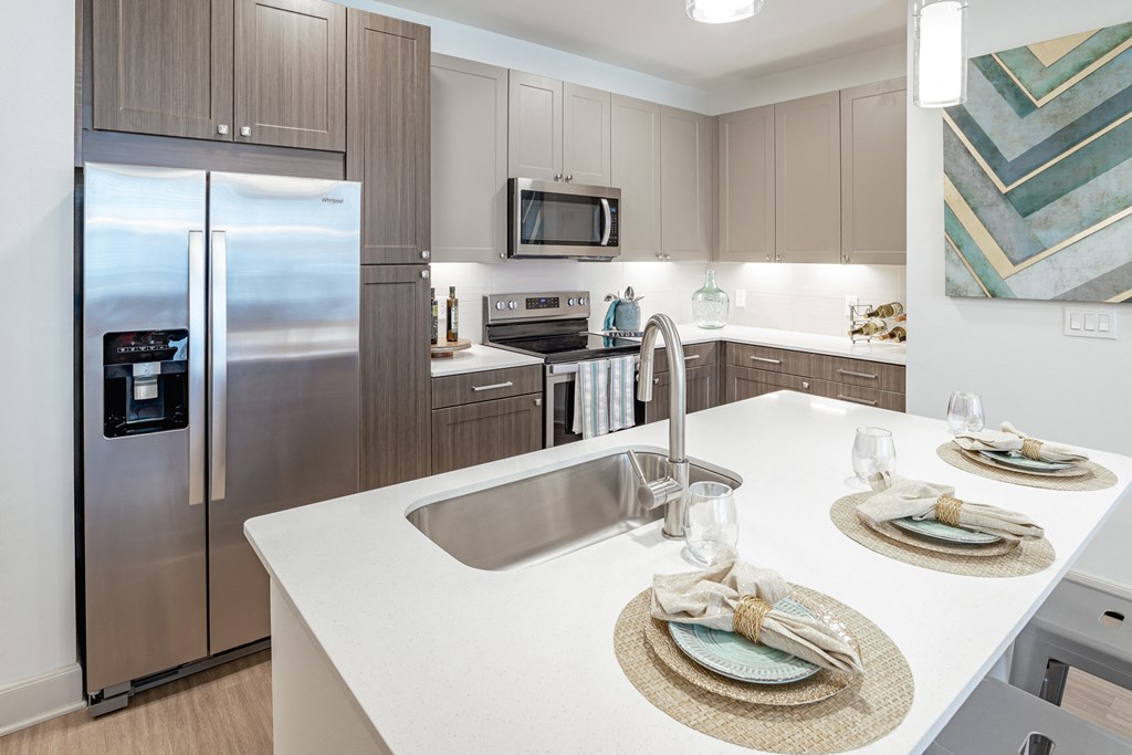 White marble in kitchen at Stone Loch Apartments, Texas