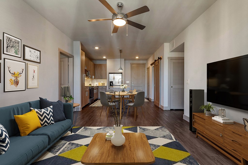 Living Room Come Kitchen View at The Cosmopolitan, Tulsa, OK