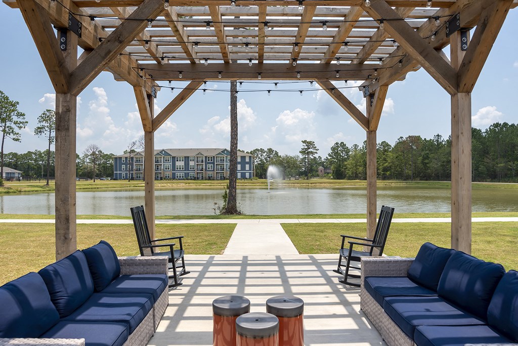 Exterior seating area at The Mason at Fremaux Park, Louisiana