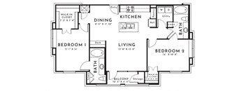 2BR 2BA (1084 SF)