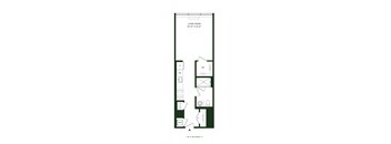 A floor plan of a living room with dimensions and room layout.