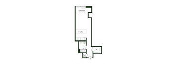 A floor plan of a living room with dimensions and room layout.