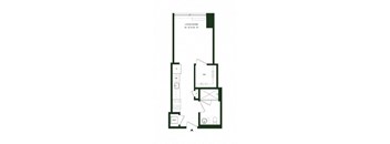 A floor plan of a living room with dimensions.