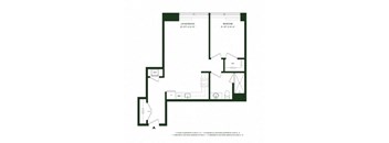 A floor plan of a house with a living room, dining room, and two bedrooms.