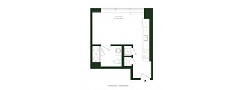 A floor plan of a living room with dimensions and furniture layout.