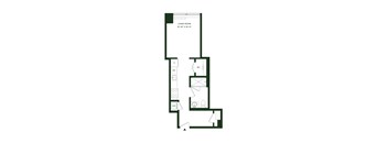 A floor plan of a living room with dimensions and furniture layout.