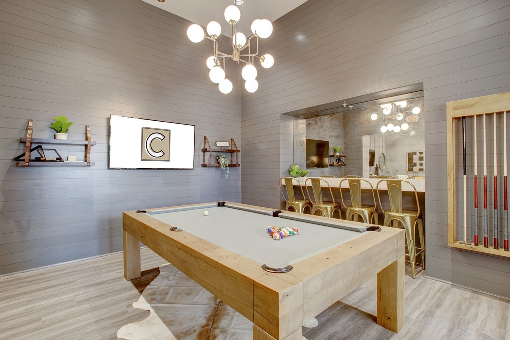 Community Game Room with pool table at The Cosmopolitan, Tulsa, OK, 74119