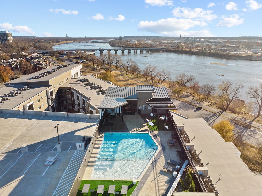 Pool Side Relaxing Area With Sundeck at The Cosmopolitan, Tulsa, Oklahoma