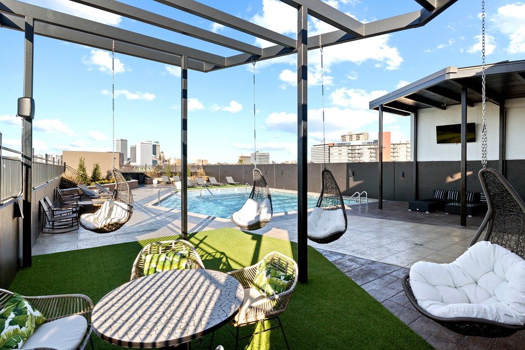 Swimming Pool And Relaxing Area at The Cosmopolitan, Tulsa, OK, Oklahoma