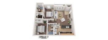 2BR 2BA (1100 SF) Giardino