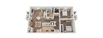 2BR 1BA (900 SF) Ovietto