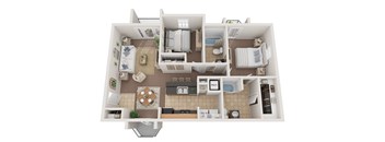 2BR 2BA (1023 SF) Venecia