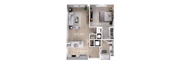1BR 1BA (738 SF)
