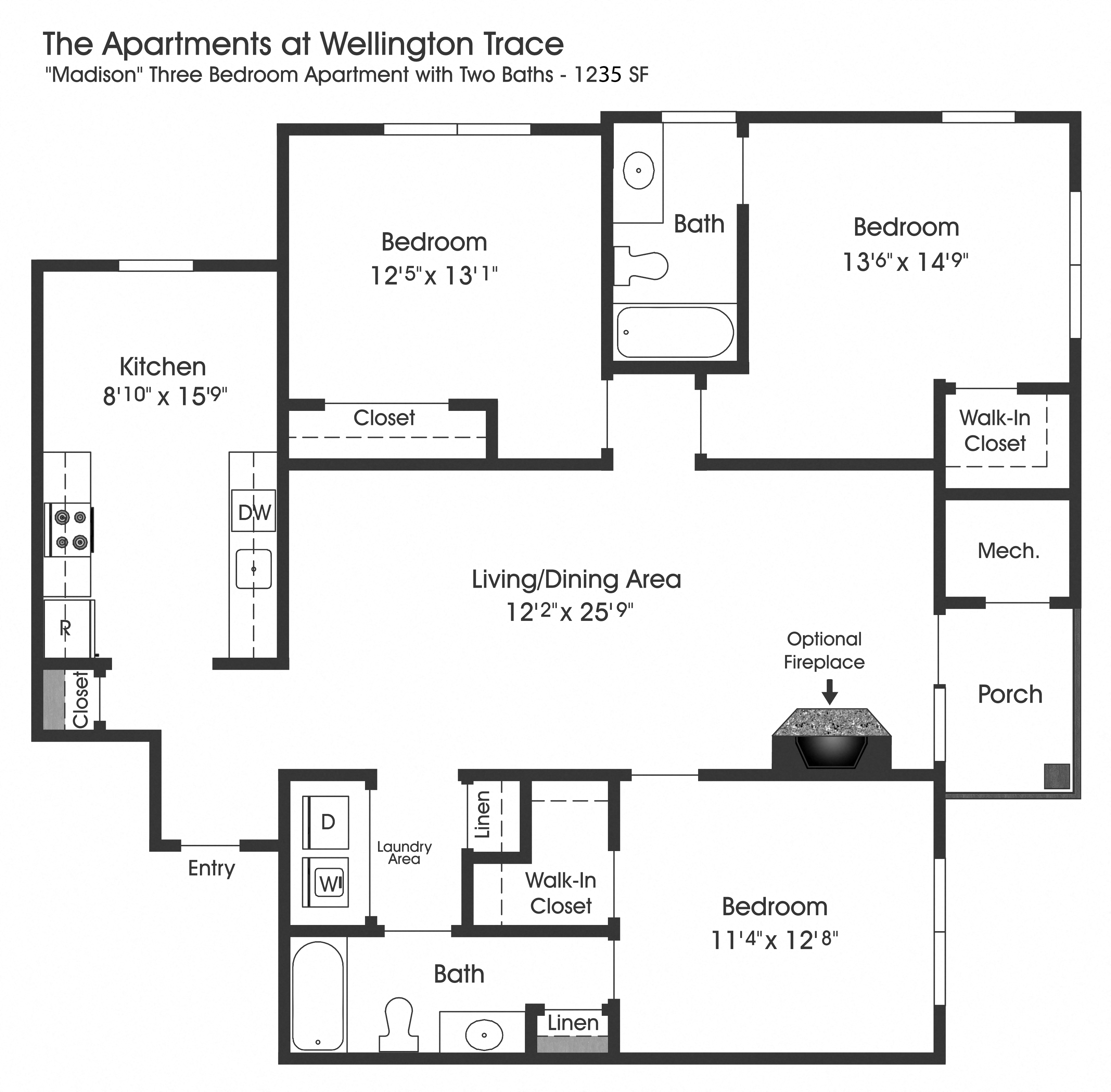 3BR 2BA_1235sf at The Apartments at Wellington Trace, Frederick, MD