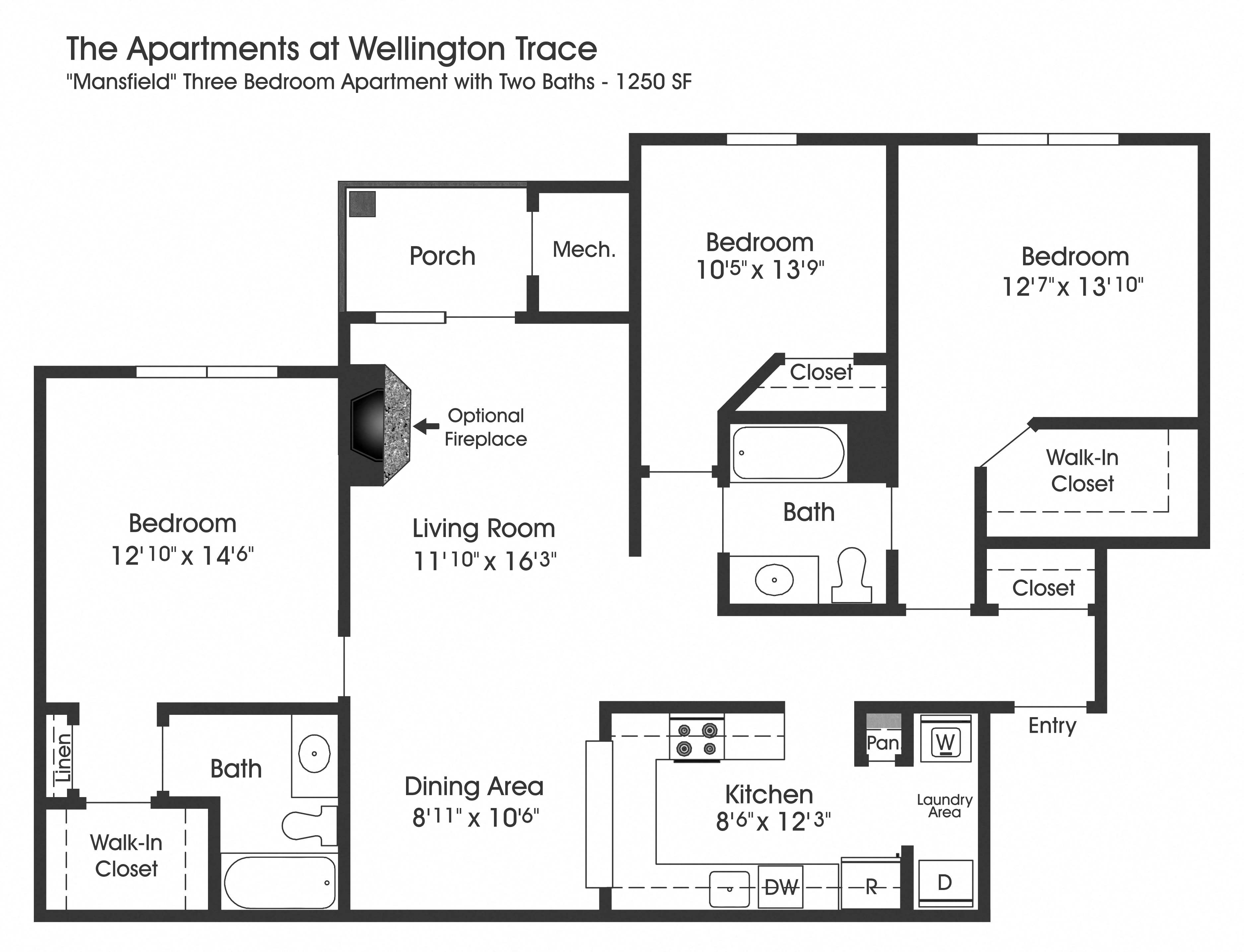 3BR 2BA_1250sf at The Apartments at Wellington Trace, Frederick, 21703