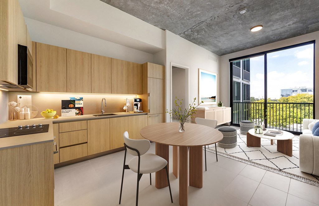 Living Room Come Kitchen View at WYND 27 & WYND 28, Miami, Florida