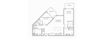 a floor plan of a house with a bedroom and a living room