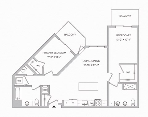 a floor plan of a house with a bedroom and a living room