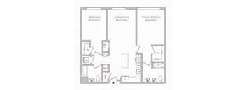 a floor plan of a 2 bedroom 2 bath apartment with 1,124 square feet