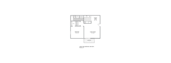 A floor plan of a house with a balcony and a large one bedroom, one bath.