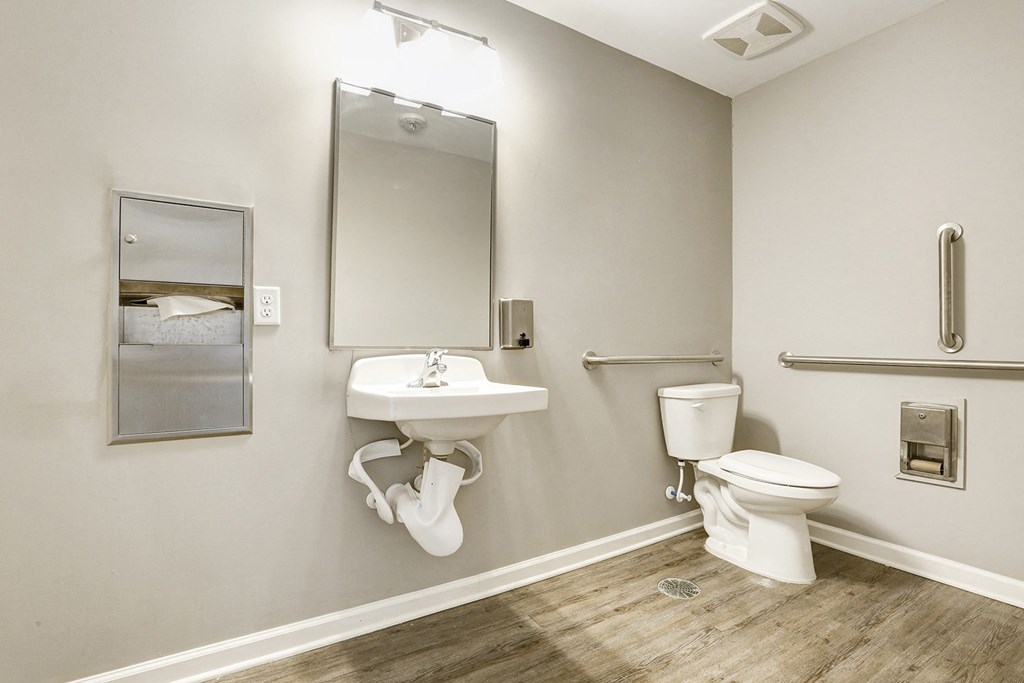 a bathroom with a toilet and a sink and a mirror