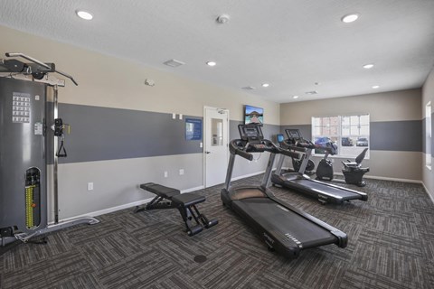 the gym in our apartments is equipped with cardio equipment and weights