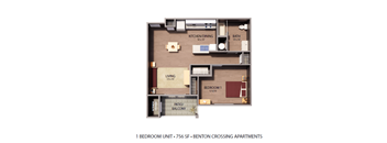 the heights floor plan  1 bedroom unit  185 ft  bennington crossing apartments