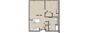 vector illustration of a stylized floor plan of a studio apartment