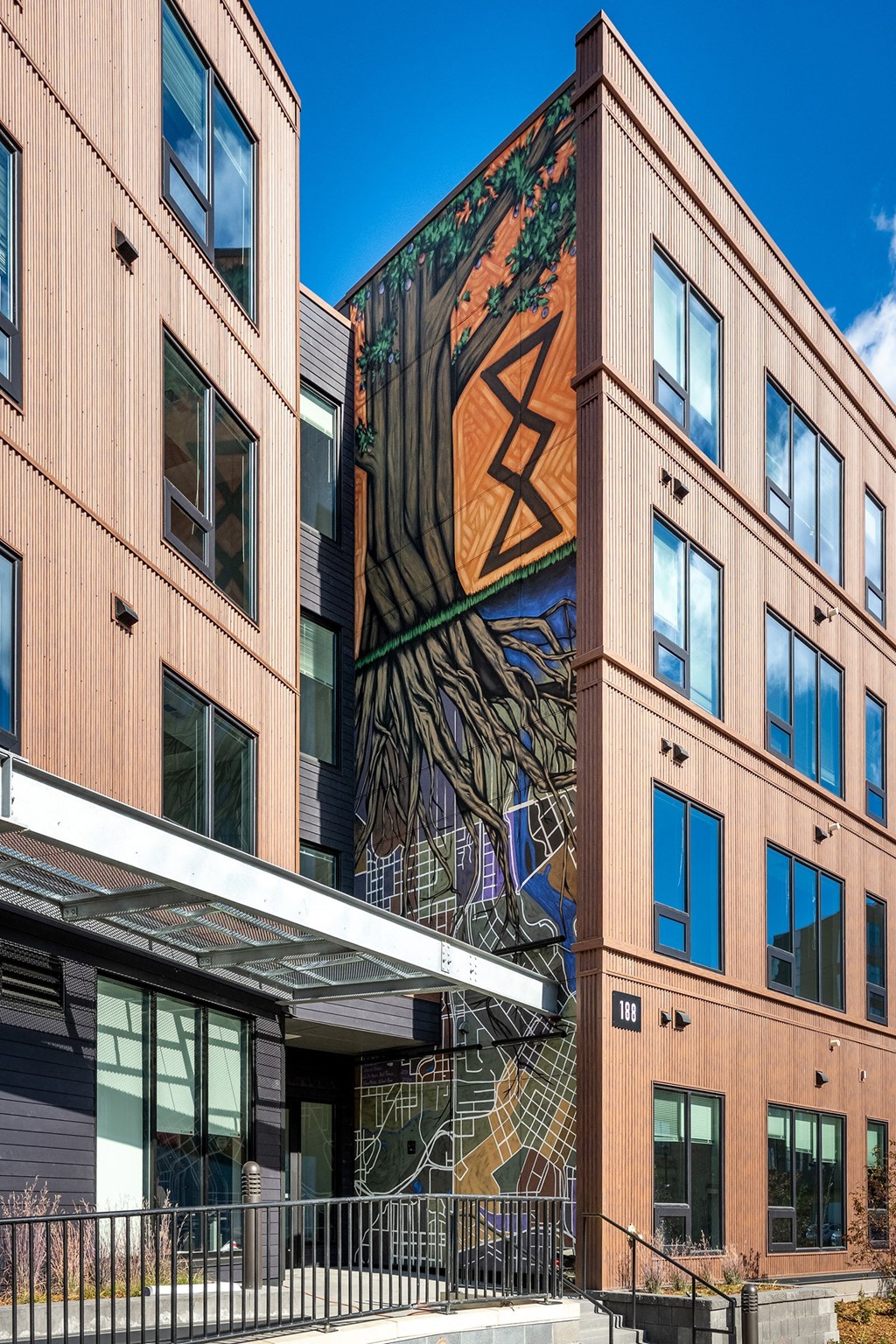 a large mural on the side of a building