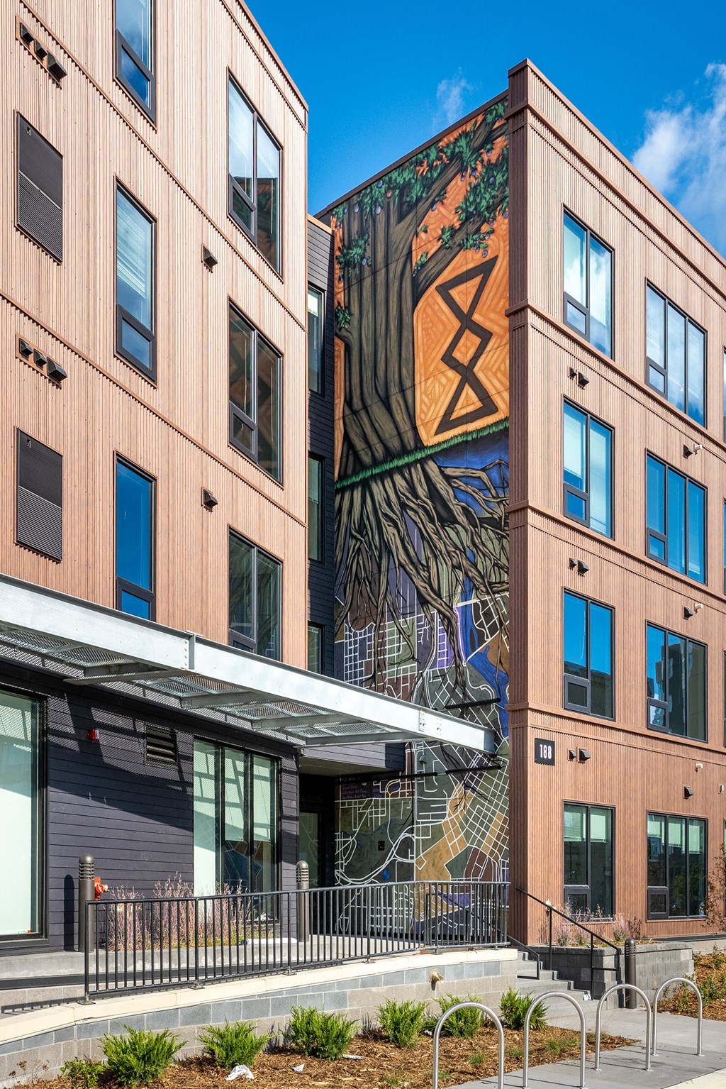 a large mural on the side of a building