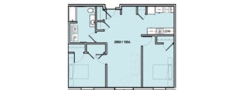 the plan of a floor plan with a kitchen and a living room