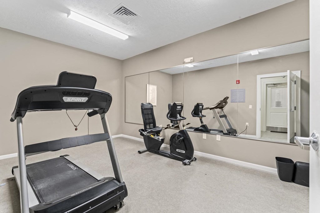 our gym has state of the art equipment and a large mirror