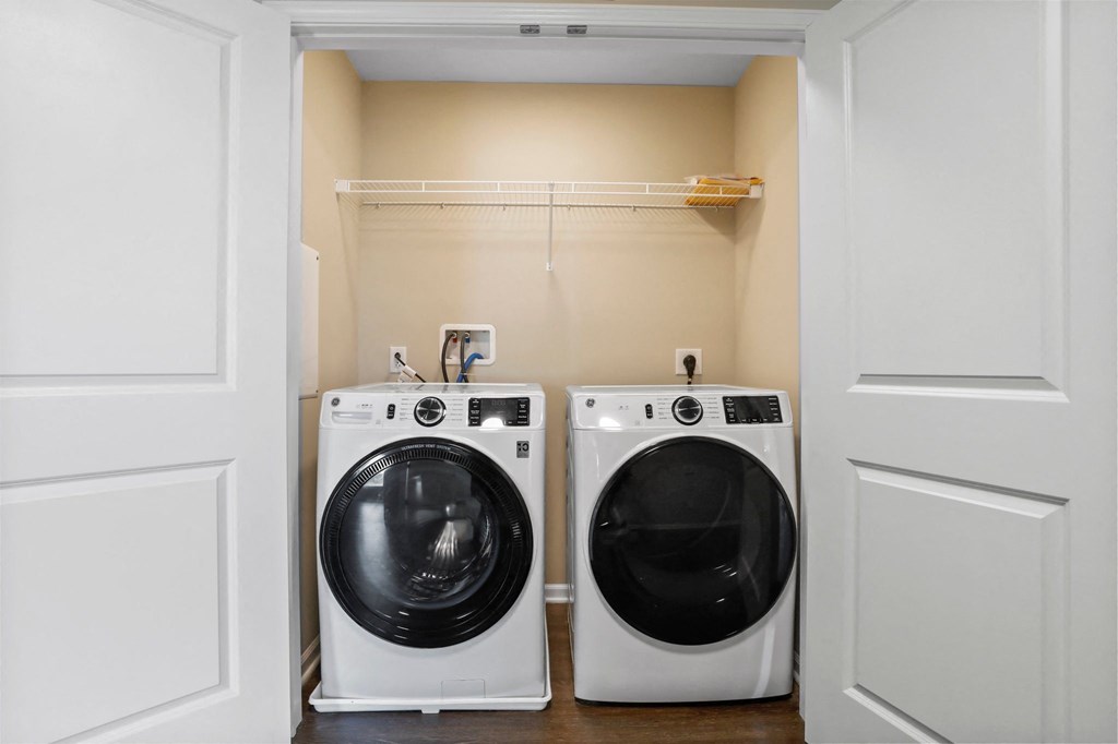 a washer and dryer in a laundry room