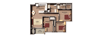 the 1122 floor plan  studio with balcony floor plan options