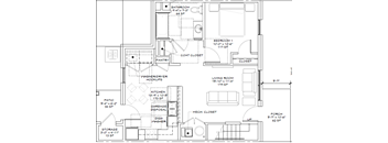 a floor plan of a house with bedrooms and baths and a garage