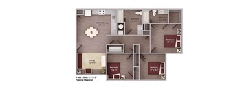 the 1190 floor plan  1 bedroom  1190 sq ft