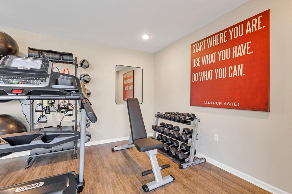 the gym at the preserve at polk apartments