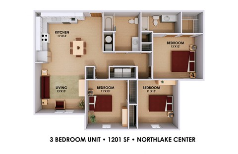 the closet 1 bedroom floor plan with baths