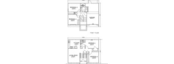 A floor plan of a house with labeled rooms and dimensions.