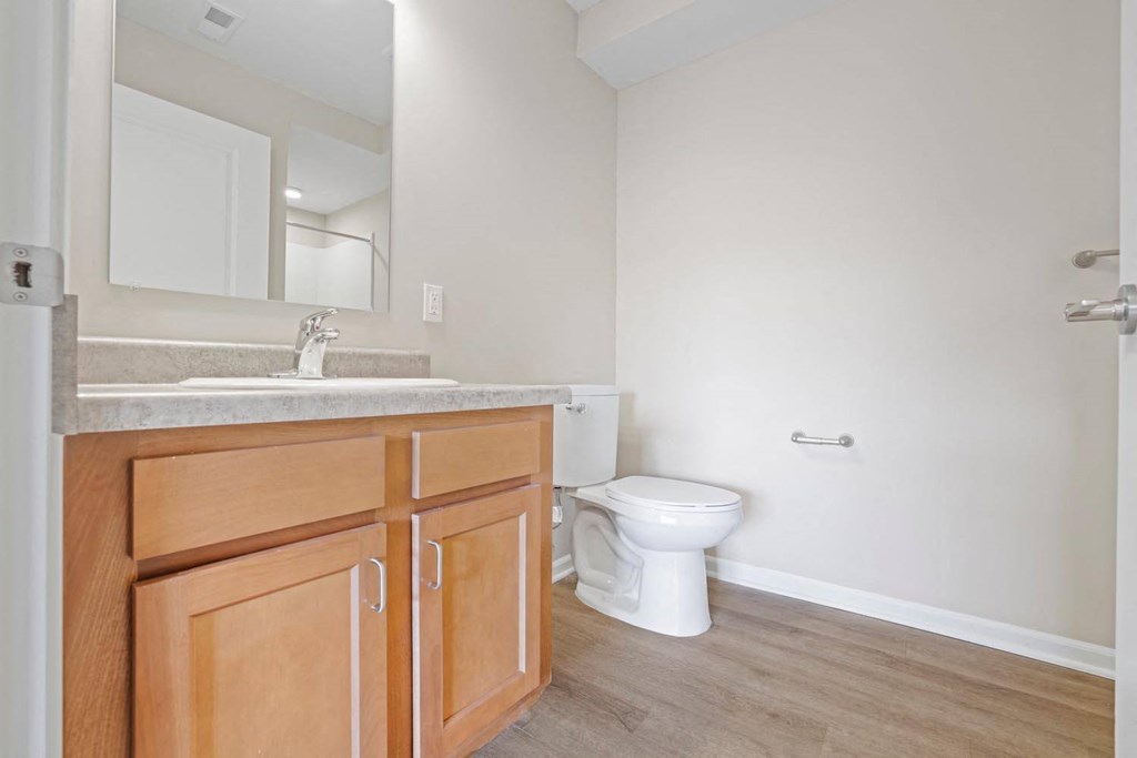 a bathroom with a toilet and a sink and a mirror
