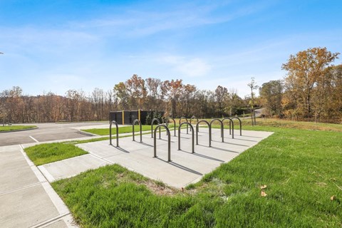 a row of handrails in a park