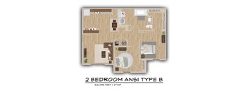 A 2 bedroom apartment type B floor plan.