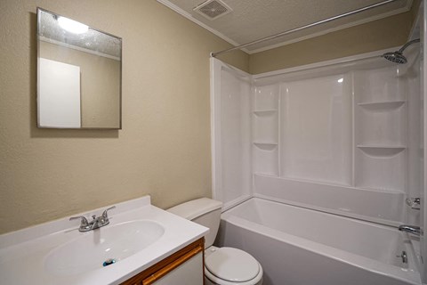 a bathroom with a sink toilet and a tub